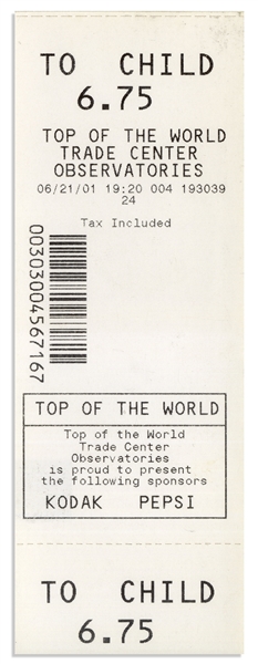 2001 World Trade Center Ticket -- Dated 21 June 2001
